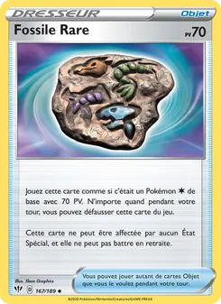 Carte Fossile Rare de l'extension Ténèbres Embrasées, numéro 167/189