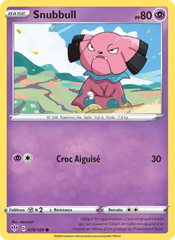 Carte Snubbull de l'extension Ténèbres Embrasées, numéro 70/189
