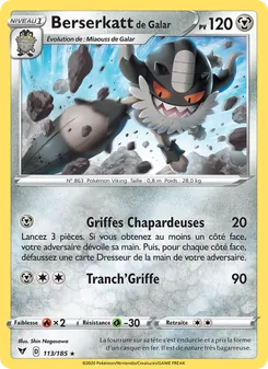Carte Berserkatt de Galar de l'extension Voltage Éclatant, numéro 113/185