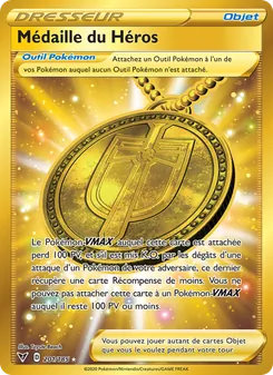Carte Médaille du Héros de l'extension Voltage Éclatant, numéro 201/185