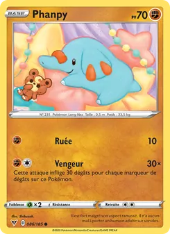 Carte Phanpy de l'extension Voltage Éclatant, numéro 86/185