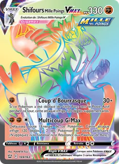 Carte Shifours Mille Poings VMAX de l'extension Styles de combat, numéro 169/163
