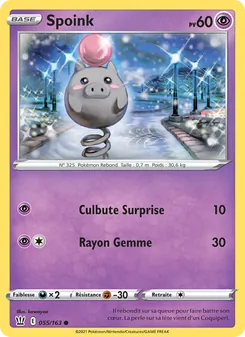 Carte Spoink de l'extension Styles de combat, numéro 55/163