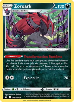 Carte Zoroark de l'extension Évolution Céleste, numéro 103/203