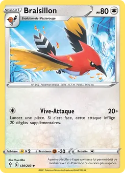 Carte Braisillon de l'extension Évolution Céleste, numéro 139/203