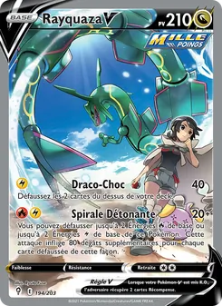 Carte Rayquaza V de l'extension Évolution Céleste, numéro 194/203