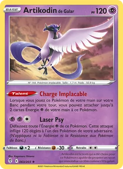 Carte Artikodin de Galar de l'extension Évolution Céleste, numéro 63/203