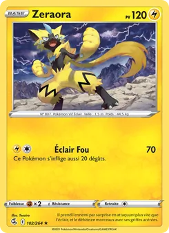 Carte Zeraora de l'extension Poing de Fusion, numéro 102/264