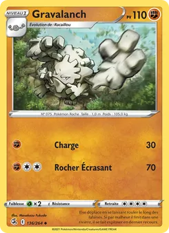 Carte Gravalanch de l'extension Poing de Fusion, numéro 136/264