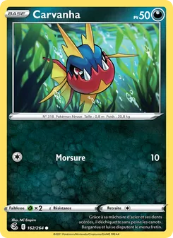 Carte Carvanha de l'extension Poing de Fusion, numéro 162/264