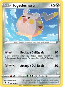 Carte Togedemaru de l'extension Poing de Fusion, numéro 187/264