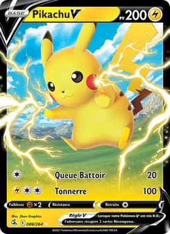 Carte Pikachu V de l'extension Poing de Fusion, numéro 86/264