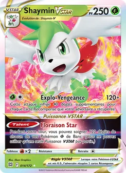 Carte Shaymin VSTAR de l'extension Stars Étincelantes, numéro 014/172