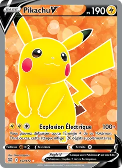 Carte Pikachu V de l'extension Stars Étincelantes, numéro 157/172