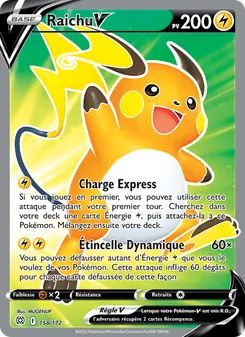 Carte Raichu V de l'extension Stars Étincelantes, numéro 158/172
