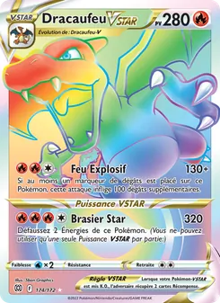 Carte Dracaufeu VSTAR de l'extension Stars Étincelantes, numéro 174/172