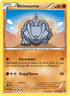 Carte Rhinocorne de l'extension XY, numéro 60/146