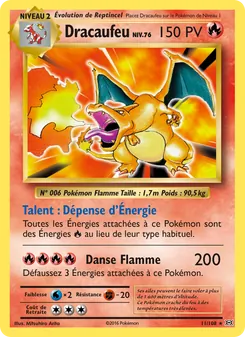 Carte Dracaufeu de l'extension Évolutions, numéro 11/108