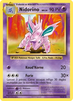 Carte Nidorino de l'extension Évolutions, numéro 44/108