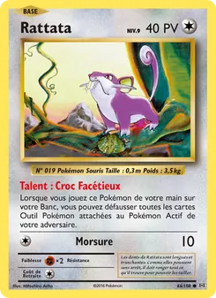 Carte Rattata de l'extension Évolutions, numéro 66/108