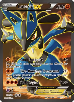 Carte Lucario EX de l'extension Poings Furieux, numéro 107/111