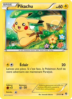 Carte Pikachu de l'extension Poings Furieux, numéro 27/111