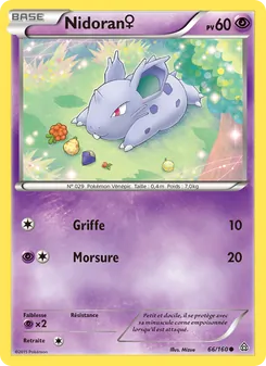 Carte Nidoran♀ de l'extension Primo-Choc, numéro 66/160