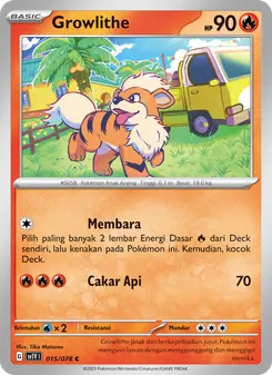 Kartu Growlithe dari Violet ex, nomor 015/78