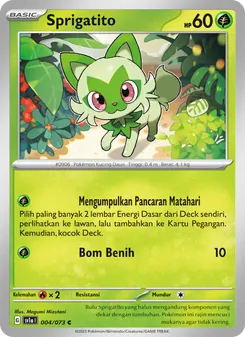 Kartu Sprigatito dari Hantaman Triplet, nomor 004/73