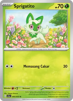 Kartu Sprigatito dari Hantaman Triplet, nomor 005/73