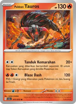 Kartu Paldean Tauros dari Hantaman Triplet, nomor 011/73