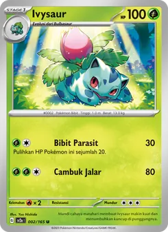 Kartu Ivysaur dari Kartu Pokémon 151, nomor 002/165