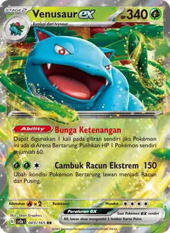Kartu Venusaur ex dari Kartu Pokémon 151, nomor 003/165