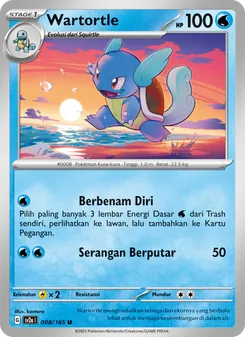 Kartu Wartortle dari Kartu Pokémon 151, nomor 008/165