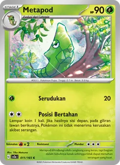 Kartu Metapod dari Kartu Pokémon 151, nomor 011/165