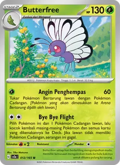 Kartu Butterfree dari Kartu Pokémon 151, nomor 012/165