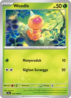 Kartu Weedle dari Kartu Pokémon 151, nomor 013/165