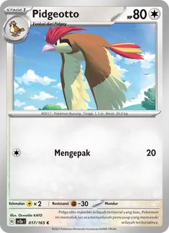Kartu Pidgeotto dari Kartu Pokémon 151, nomor 017/165