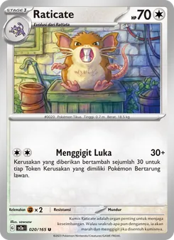 Kartu Raticate dari Kartu Pokémon 151, nomor 020/165