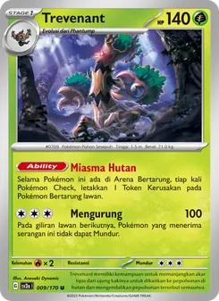 Kartu Trevenant dari Kilau Hitam, nomor 009/170