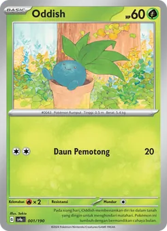 Kartu Oddish dari Harta Berkilau ex, nomor 001/190