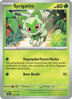 Kartu Sprigatito dari Harta Berkilau ex, nomor 012/190