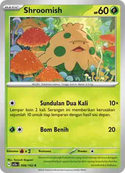 Kartu Shroomish dari Paradoks Andalan, nomor 006/142
