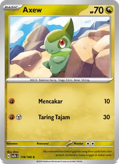 Kartu Axew dari Bimbingan Rasi, nomor 118/166