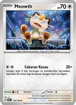Kartu Meowth dari Bimbingan Rasi, nomor 123/166