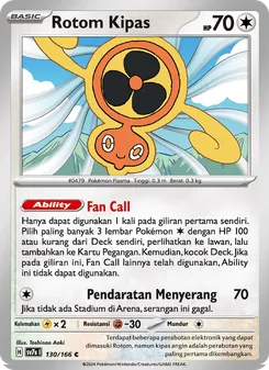 Kartu Rotom Kipas dari Bimbingan Rasi, nomor 130/166