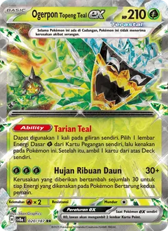 Kartu Ogerpon Topeng Teal ex dari Festival Terastal ex, nomor 020/187