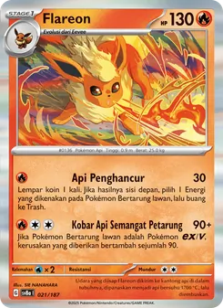 Kartu Flareon dari Festival Terastal ex, nomor 021/187