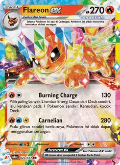 Kartu Flareon ex dari Festival Terastal ex, nomor 022/187