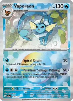 Kartu Vaporeon dari Festival Terastal ex, nomor 030/187